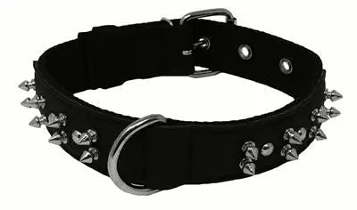 Dogline Leather + Nylon Spike Collar - PremiumPetsPlus