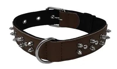 Dogline Leather + Nylon Spike Collar - PremiumPetsPlus