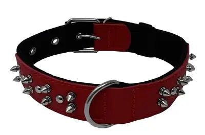 Dogline Leather + Nylon Spike Collar - PremiumPetsPlus