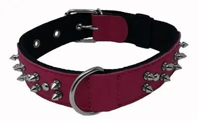 Dogline Leather + Nylon Spike Collar - PremiumPetsPlus