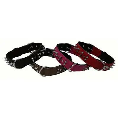 Dogline Leather + Nylon Spike Collar - PremiumPetsPlus