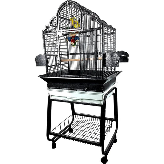 22"x18"x62" Victorian Top Cage with Removable Rolling Cart and Seed Guards - PremiumPetsPlus
